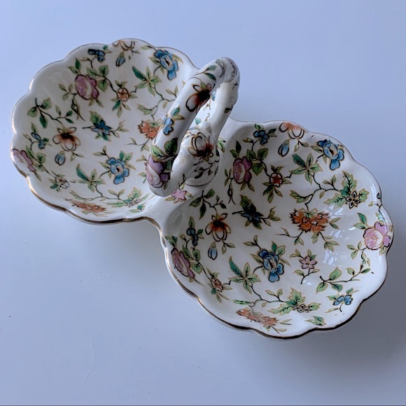 Vintage Floral Jewelry Trinket Dish Home Decor